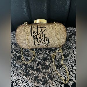 Charming Charlie Gold Glitter Party Clutch